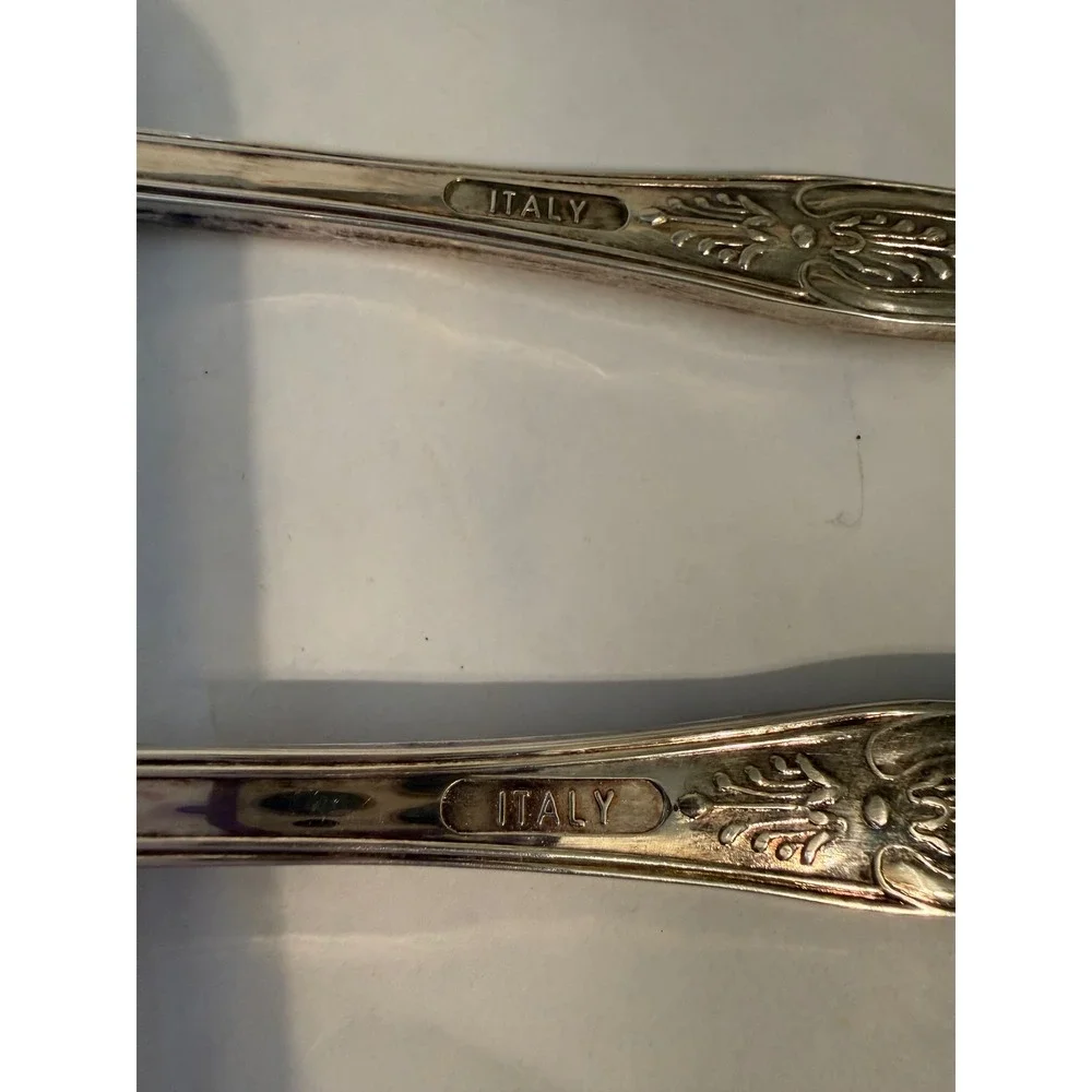 Vintage‎ B.R.R. & G.C. Italy Silver Plated Fruit Shell Salad Serving Set 2pc